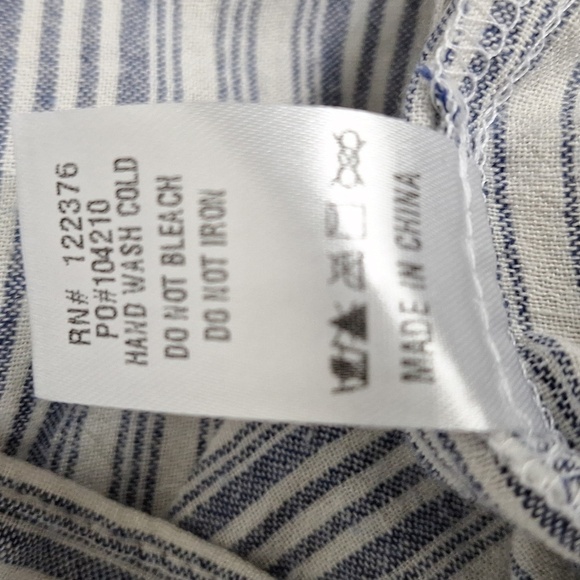 Mustard Seed White Blue Striped Coastal Preppy Cotton Blend Button Front Top S - Picture 12 of 13
